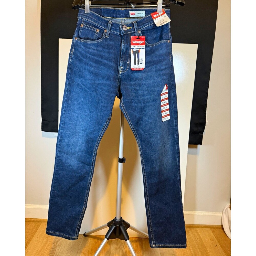 Wrangler Five Star Premium Athletic Fit Straight Stretch Dark Wash Jeans 28x30